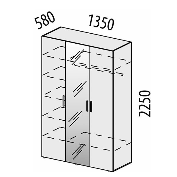 Шкаф 3х дверный Монако 902.12 с зеркалом