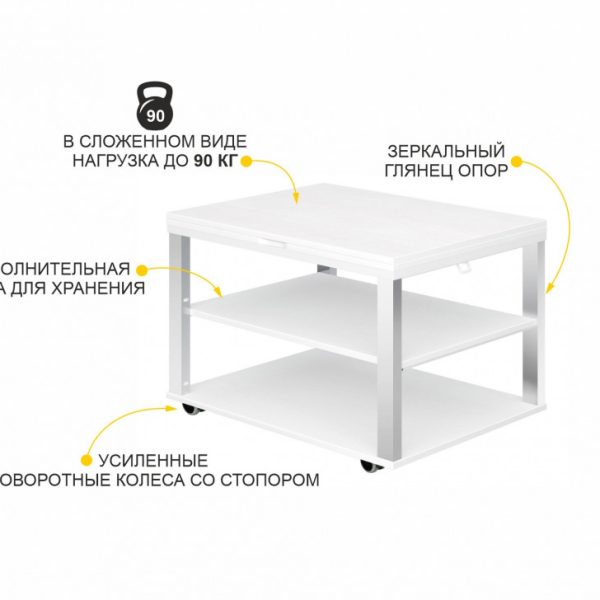 Стол журнальный Агат 35 Белый шпон
