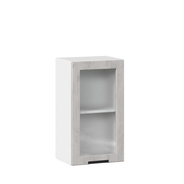 Шкаф на кухню 400 со стеклом Джамис ЛД 296.320.000.018, Белый/Белый камень