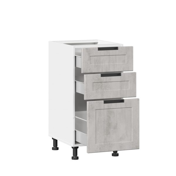 Тумба на кухню 400 с 3 ящиками Джамис ЛД 296.110.000.007, Белый/Белый камень