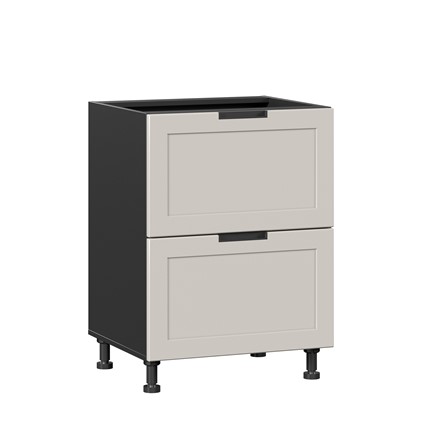 Кухонная тумба 600 с 2 ящиками ЛЮКС (4) Джамис ЛД 296.900.000.163, Чёрный/Кашмир