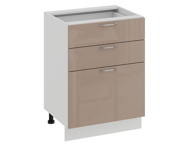 Шкаф напольный с тремя ящиками «Весна» — 1Н6Я3 Белый, Кофе с молоком