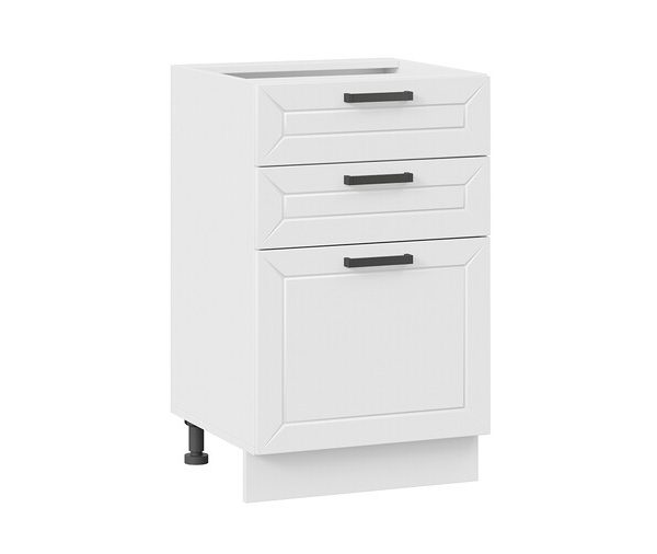 Шкаф напольный с тремя ящиками «Лорас» — 1Н5Я3 Белый, Холст Белый