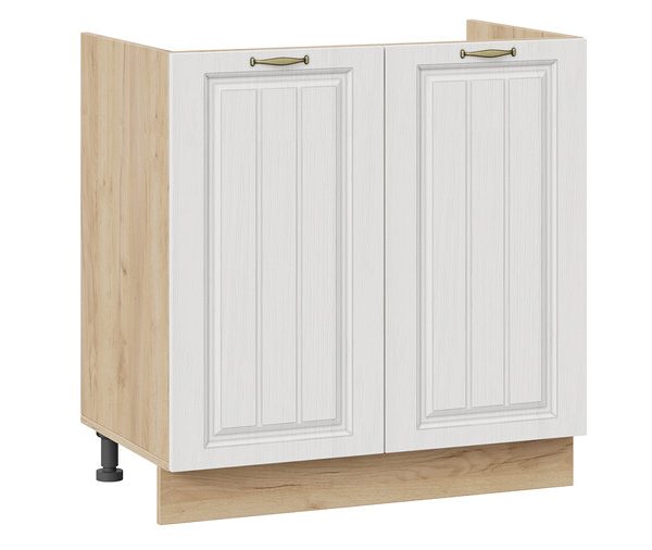 Шкаф напольный с двумя дверями (под накладную мойку) «Лина» — 1Н8М Дуб Крафт золотой, Белый