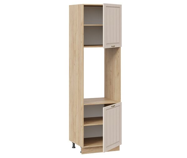 Шкаф-пенал под бытовую технику с двумя дверями «Лина» — 1П6 Дуб Крафт золотой, Крем