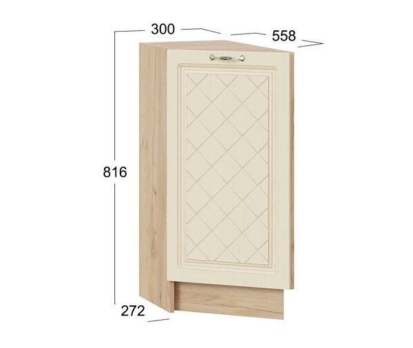 Шкаф напольный торцевой с одной дверью «Бьянка» — 1Н3Т Дуб Крафт золотой, Дуб ваниль