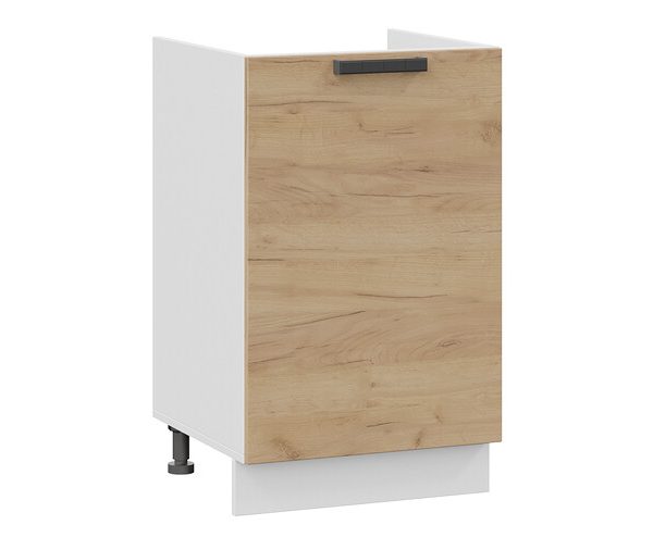 Шкаф напольный с одной дверью (под накладную мойку) «Детройт» — 1Н5М Белый, Дуб Крафт золотой