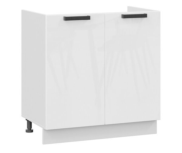Шкаф напольный с двумя дверями (под накладную мойку) «Детройт» исп. 2 — 1Н8М Белый, Белый глянец