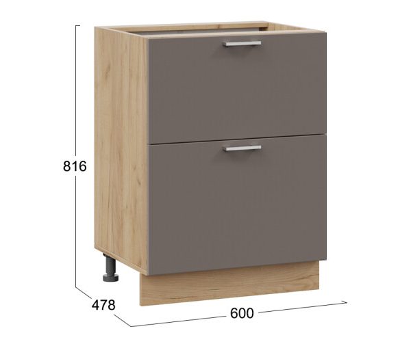 Шкаф напольный с двумя ящиками «Габриэлла» — 1Н6Я2 Дуб Крафт золотой, Муссон