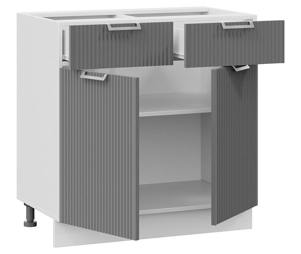 Шкаф напольный с двумя ящиками и двумя дверями «Кимберли» — 1Н8Я1 Белый, Титан