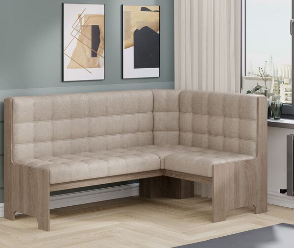 Кухонный уголок «Флорида» Дуб Сонома трюфель, Микровелюр Wellmart Dark Beige
