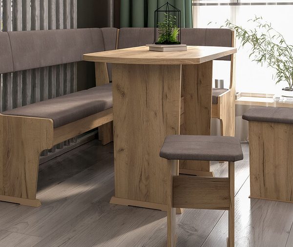 Кухонный уголок «Рио» Дуб Крафт золотой, Микровелюр Duna Stone