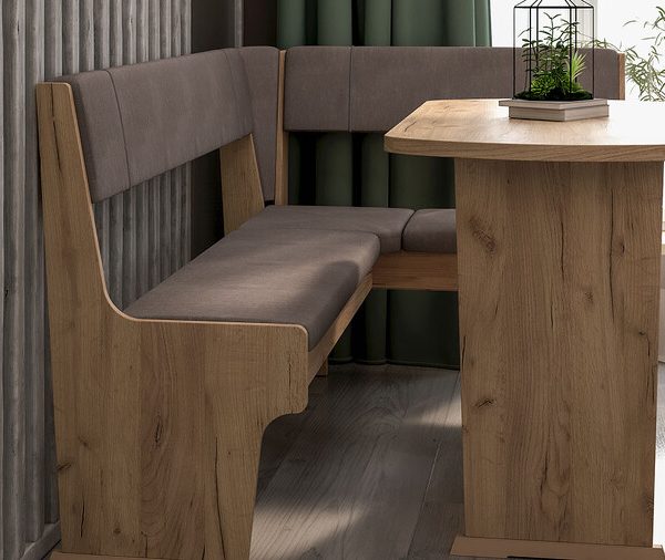 Кухонный уголок «Рио» Дуб Крафт золотой, Микровелюр Duna Stone