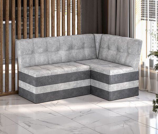 Скамья угловая «Оскар» исп. 2 Микровелюр Wellmart Silver, Graphite