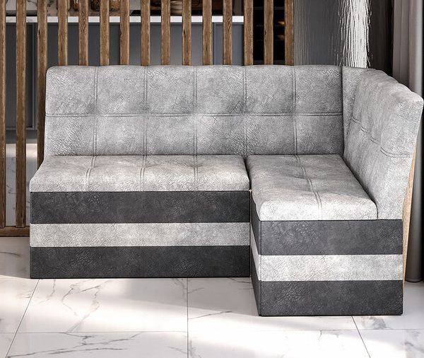 Скамья угловая «Оскар» исп. 2 Микровелюр Wellmart Silver, Graphite