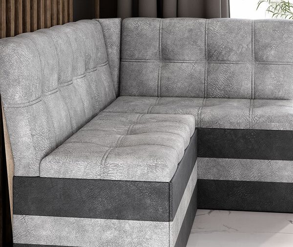 Скамья угловая «Оскар» исп. 2 Микровелюр Wellmart Silver, Graphite