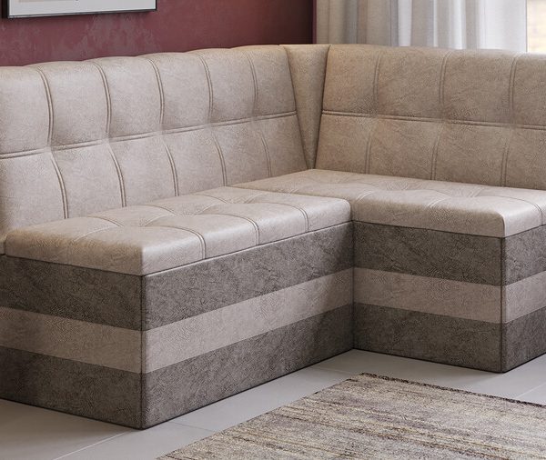 Скамья угловая «Оскар» исп. 2 Микровелюр Wellmart Dark Beige, Latte