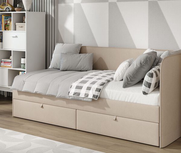 Кровать с мягкой обивкой «Молли» Тип 1 Микровелюр Scandi Cream 03