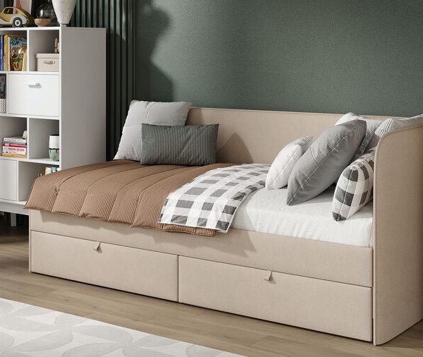 Кровать с мягкой обивкой (900) «Молли» Тип 1 Микровелюр Scandi Cream 03