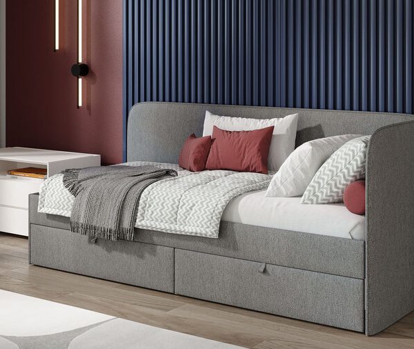 Кровать с мягкой обивкой (900) «Молли» Тип 1 Микровелюр Scandi Graphite 22