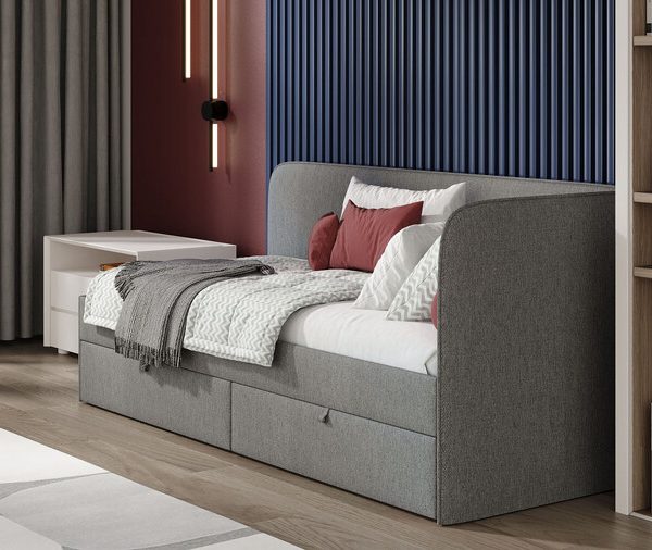 Кровать с мягкой обивкой (900) «Молли» Тип 1 Микровелюр Scandi Graphite 22