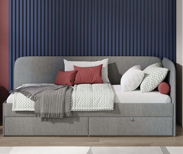 Кровать с мягкой обивкой (900) «Молли» Тип 1 Микровелюр Scandi Graphite 22