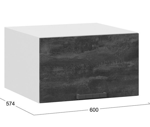 Шкаф навесной c одной откидной дверью «Детройт» — 1В6ГП Белый, Угольный Камень