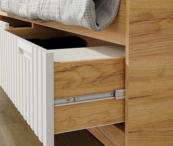 Кровать комбинированная «Хилтон» (900) Тип 1 — 404.006.000 Дуб Крафт золотой, Белый матовый