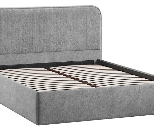 Кровать с ПМ «Тиффани» Тип 1 с заглушиной Микровелюр Wellmart Silver