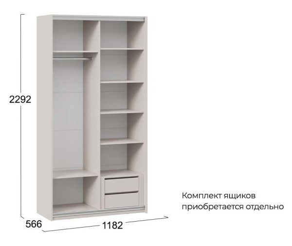 Шкаф-купе с 2 глухими дверями «Оскар Скания» Ручка серебро, Кашемир, Дуб тортугга