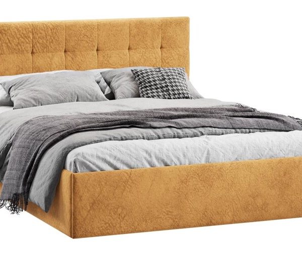 Кровать без ПМ «Джоли» Тип 1 (без подъемного механизма) Микровелюр Wellmart Yellow