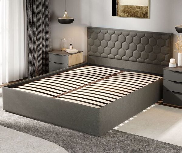 Кровать с ПМ «Порто» (с подъемным механизмом) без заглушины Велюр Confetti Stone