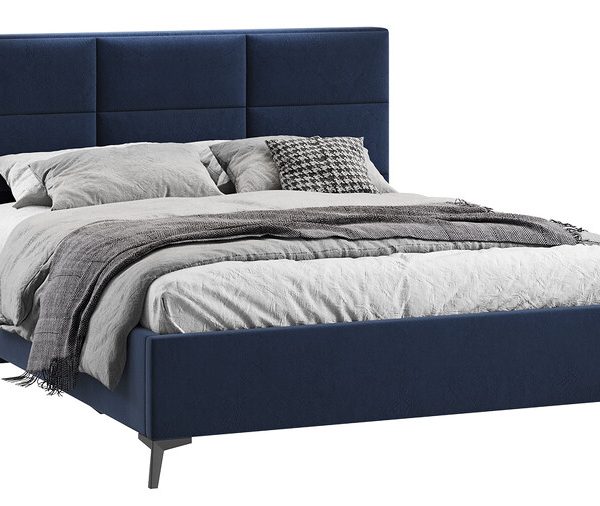 Кровать без ПМ «Делана» (без подъемного механизма) Микровелюр Wellmart Blue