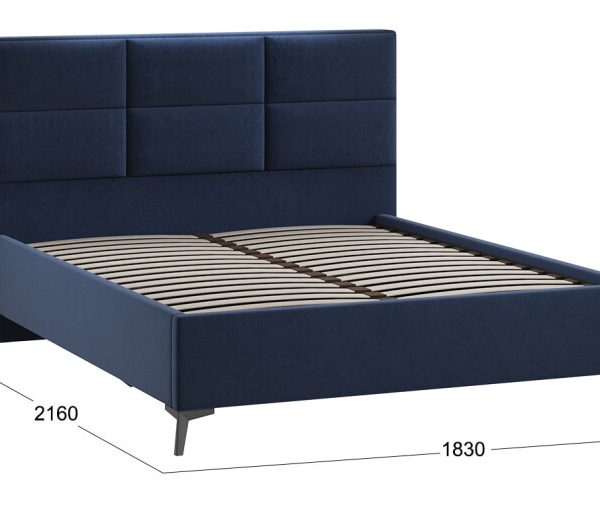 Кровать без ПМ «Делана» (без подъемного механизма) Микровелюр Wellmart Blue