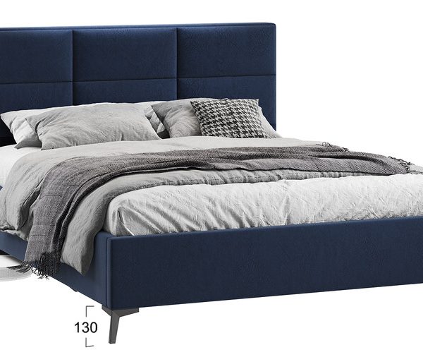 Кровать без ПМ «Делана» (без подъемного механизма) Микровелюр Wellmart Blue
