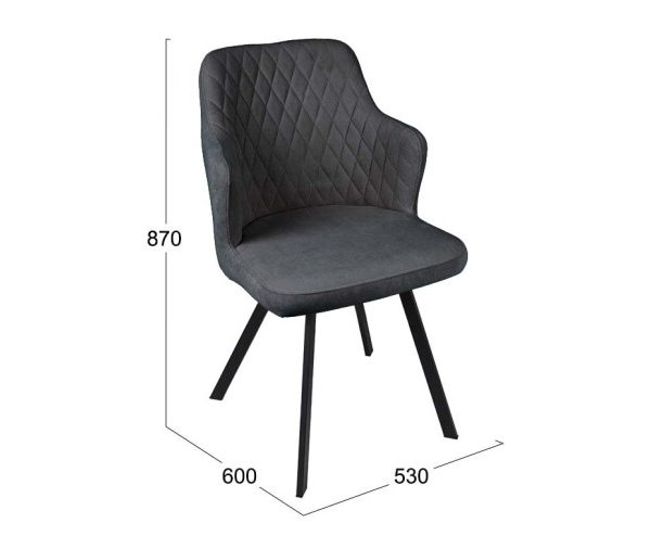 Стул «Лукас» Черный муар, Микровелюр BRENDY Graphite