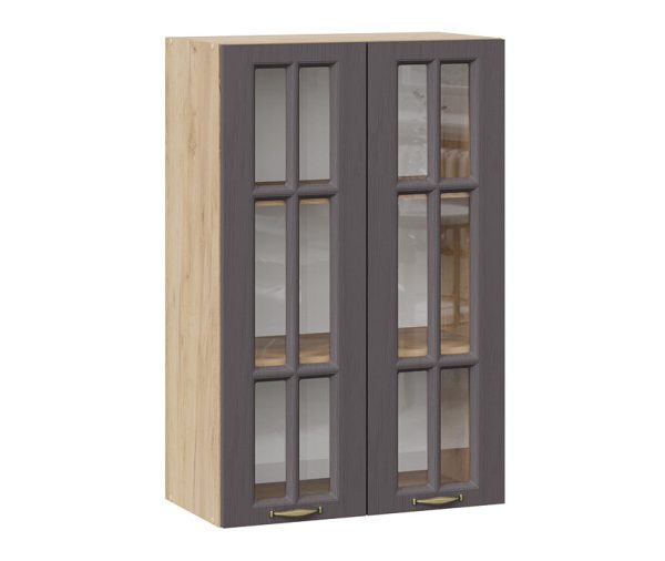 Шкаф навесной c двумя дверями «Лина» — 1ВВ6С Дуб Крафт золотой, Графит