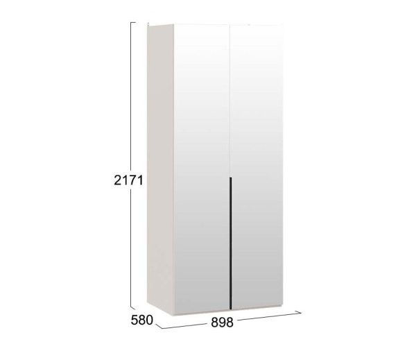 Шкаф для одежды (580) с 2 зеркальными дверями «Порто» — СМ-393.07.004 Кашемир матовый