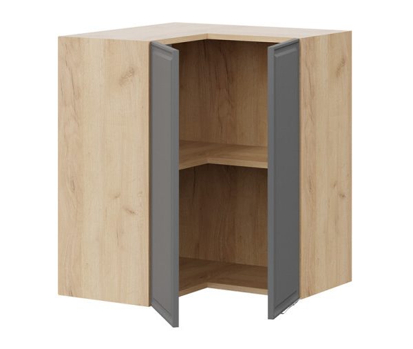 Шкаф навесной угловой прямой «Белладжио» — 1В6УП Дуб Крафт золотой, Софт графит