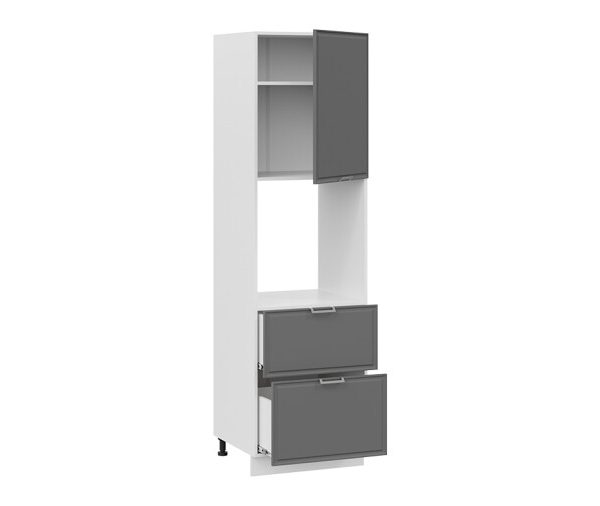 Шкаф-пенал под бытовую технику с одной дверью и двумя ящиками «Белладжио» — 1П6Я2 Белый, Софт графит