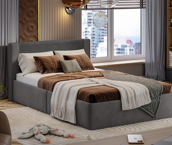 Кровать «Тейлор» Микровелюр Linea Grande 66/Connect 66 (серо-коричневый)