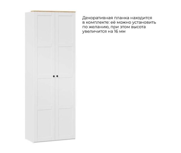 Шкаф для одежды с секцией «Альба» Белый снег, Белый матовый, Черная ручка Т3