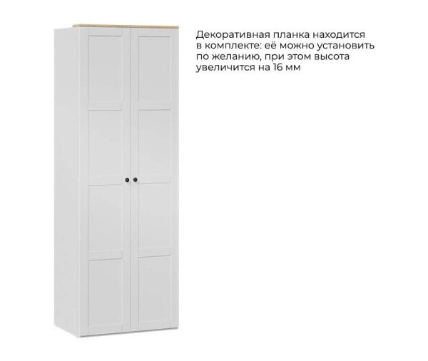 Шкаф для одежды с секцией «Альба» Белый снег, Белый матовый, Черная ручка Т3