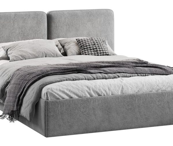 Кровать с ПМ «Токио» (с подъемным механизмом) Микровелюр Wellmart Silver