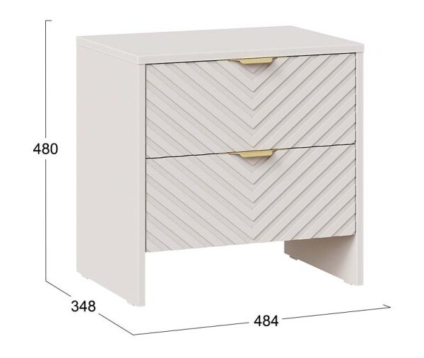 Тумба прикроватная «Милана» с 2мя ящиками Тип 2 Кашемир, Кашемир сатин, Золото ручка Т4