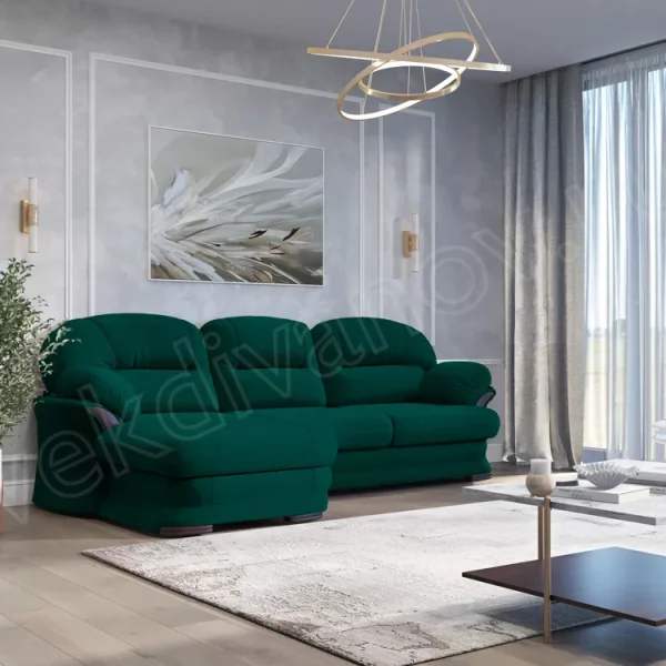 Угловой диван Квин 6 Newtone aqua blue УМД без мех. правый