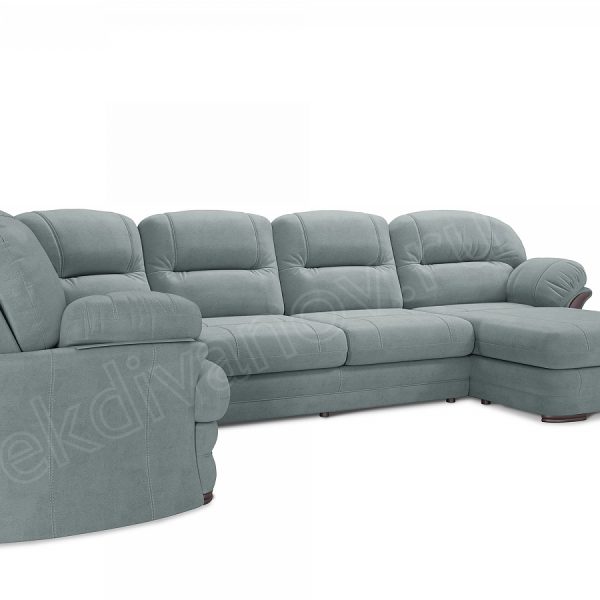 Угловой диван Квин 6 Newtone aqua blue УБД без мех. П-образный
