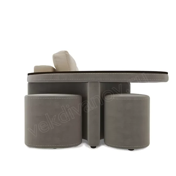Диван-кровать Сантана 4 Ultra ivory/Ultra stone со столиком