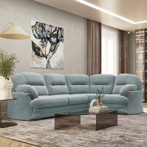 Угловой диван Квин 6 Newtone aqua blue без мех. правый