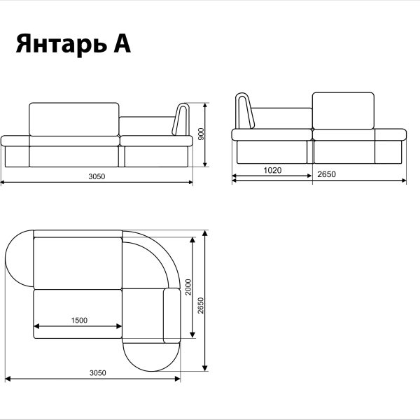Угловой диван Янтарь А